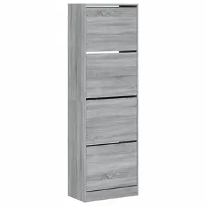 Berkfield Shoe Cabinet with 4 Flip-Drawers Grey Sonoma 60x34x187.5 cm