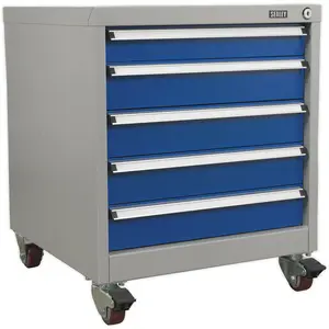 Heavy Duty 5 Drawer Mobile Industrial Cabinet with Lock and Wheels