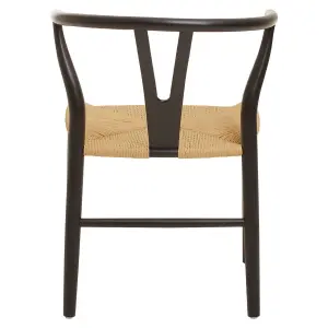 Wishbone Black Beechwood And Natural Hemp Weave Dining Chair