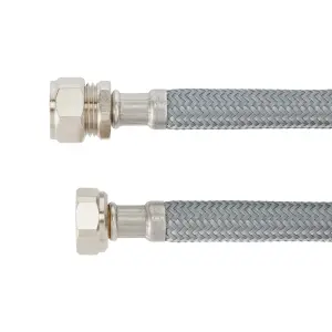 Flomasta Grey Flexible Hose ½" (L)0.3m 10mm x (Dia)14.5mm 36L/min