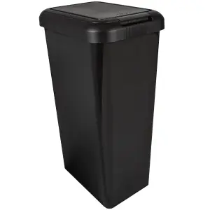 Kitchen Bin Touch and Lift Rectangle Swing Bin Waste Rubbish Recycle Bin 45L - Black