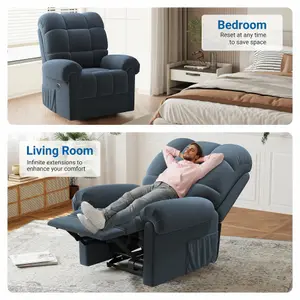 Power Recliner Chair, Electric Adjustable Teddy Fleece Sofa with USB Port