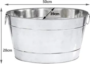 simpa 44L Galvanised Oval Metal Party Beverage Ice Bucket.