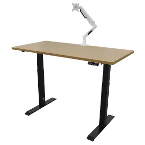 Dellonda Oak Electric Adjustable Standing Desk, 1400 x 700mm Dual Motor 100kg