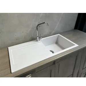 Liquida ELL10WH 1.0 Bowl Comite Reversible Inset White Kitchen Sink With Waste