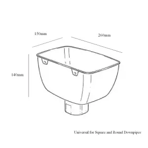 Anthracite Grey Downpipe Hopper Head Universal Connector, Freeflow Water Systems