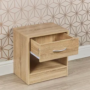 Antona 1 Drawer Bedside Table Anthracite Oak