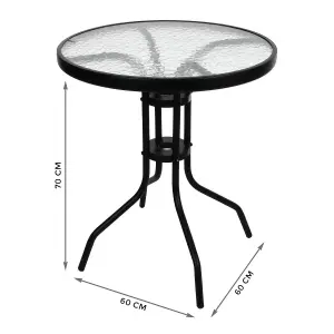 TEMPERED GLASS TOP PATIO TABLE METAL FRAME LEGS GARDEN OUTDOOR INDOOR BISTRO