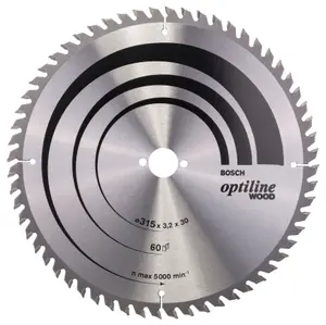 Bosch Professional Optiline Wood Circular Saw Blade - 315mm x 30mm x 3.2mm, 60 Teeth