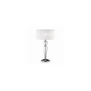 Luminosa Duchessa 1 Light Large Table Lamp Chrome, White, Clear and Glass with Shade, E27