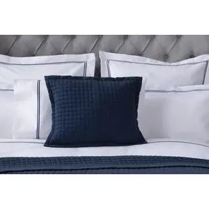 Belledorm Crompton Quilted Filled Cushion Navy (50cm x 40cm)