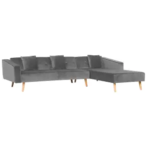 Corner Sofa VADSO Grey Velvet Left Hand