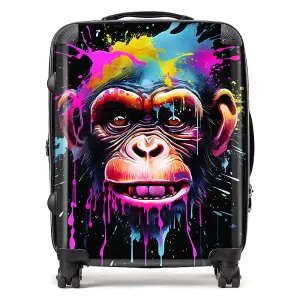 Multi Coloured Monkey Face Splashart Suitcase - Large