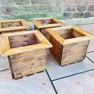 4Pc Regular Planter Set - Wood - L41 x W41 x H32.5 cm - Fully Assembled