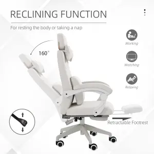 Vinsetto Home Office Chair Reclining Computer Chair w/ Lumbar Support White