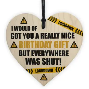 Funny Quarantine Isolation Birthday Gift Wooden Heart Dad Mum Son Daughter Gift