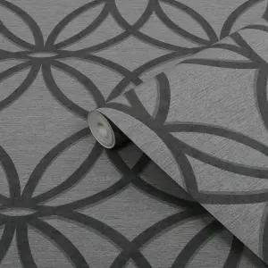 Next Luxe eclipse Charcoal Smooth Wallpaper Sample