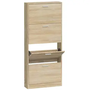 Shoe Cabinet Oak 59x17x150 cm Engineered Wood