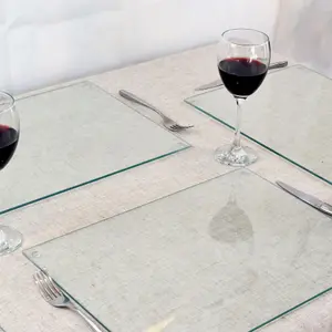 Harbour Housewares - Glass Placemats & Coasters Set - 40cm x 30cm - Clear - 12pc