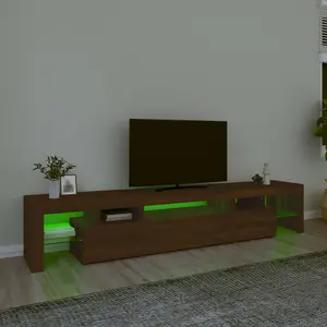 Berkfield TV Cabinet with LED Lights Brown Oak 215x36.5x40 cm