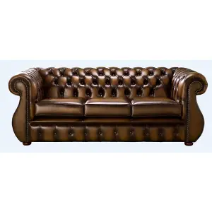 Chesterfield 3 Seater Antique Autumn Tan Leather Sofa Bespoke In Kimberley Style