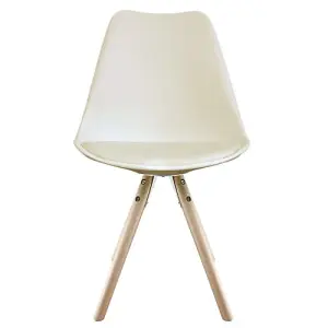 Soho Vanilla Plastic Dining Chair with Pyramid Light Wood Legs