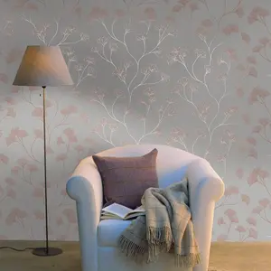 Glistening Ginkgo Wallpaper Grey / Rose Gold Holden 12702