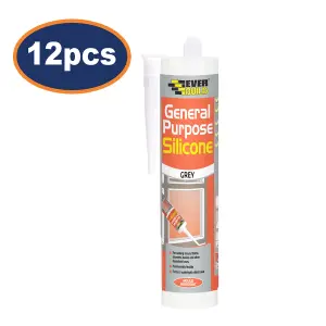 Silicone Sealant Everbuild Grey 12pcs General Purpose 280ml Waterproof Seal