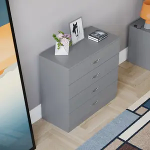 Vida Designs Riano Grey 4 Drawer Chest (H)720mm (W)750mm (D)360mm