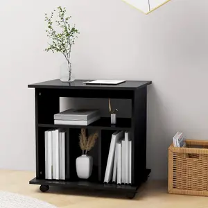 Berkfield Rolling Cabinet Black 60x45x60 cm Engineered Wood