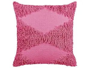 Throw Cushion RHOEO Cotton 45 x 45 cm Geometric Tufted Pink