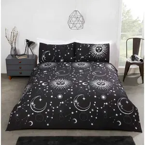 Johnsie Polyester Dots Duvet Cover with Pillowcases Black / Double - 2 Standard Pillowcases