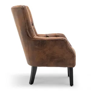 Faux Leather Suede Brown Gabriella Accent Chair