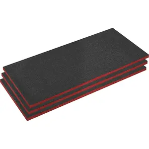 3 Pack of 1200x550x30mm Red Easy Peel Shadow Foam for Tool Chests and Flight Cases