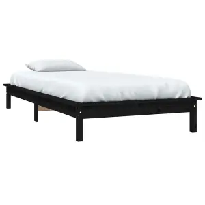 Berkfield Bed Frame Black 100x200 cm Solid Wood Pine