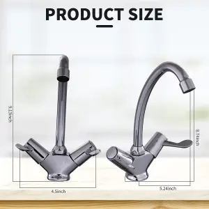 BATHWEST Kitchen Sink Mixer Tap for Basin, Brass Construction, with Twin Levers & Swivel Faucet