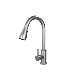 Kersin Luxr Brushed Steel Kitchen sink Mixer Tap with Pull-Out Hose and Spray Head