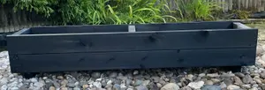 Large Wooden Planter Black Trough Garden Flower Box Heavy Duty 1200mm Fully Assembled