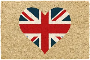 Union Jack Flag Heart Shaped Novelty Doormat Unique Coir Front Doormats