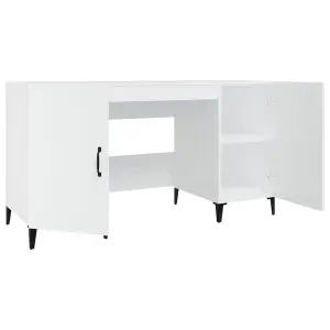 Berkfield Desk High Gloss White 140x50x75 cm Engineered Wood