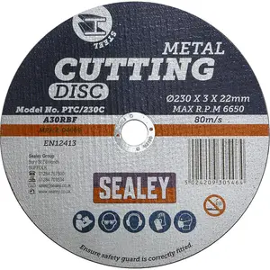 Premium 230 x 3mm Flat Metal Cutting Disc for Heavy Duty Angle Grinders