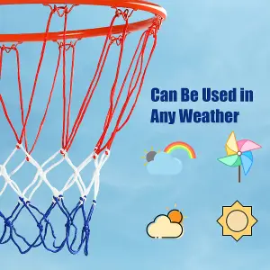 Costway Wall Mounted Basketball Hoop Full Size Replacement Basketball Rim w/ Net 46cm