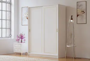 MARIE Gold White Sliding Door Wardrobe