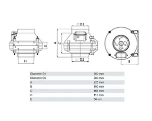 Inline Centrifugal Fan 200mm Industrial Duct Extractor Fan