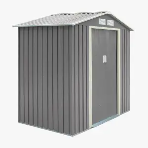 Rowlinson Trentvale 6x4 Metal Apex Shed Light Grey with Foundation Kit