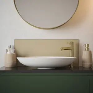 Gloss Gold effect Glass Self-adhesive Bathroom Splashback (H)25cm (W)60cm