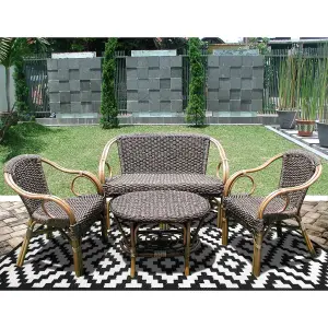 Green Decore Lightweight Reversible Stain Proof Plastic Outdoor Rug  Nirvana, Black/White, 150cmx240cm (5ftx8ft)