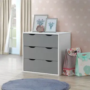 Alton 3 Drawer Bedroom Cabinet Bedside Chest Of Drawers White & Grey