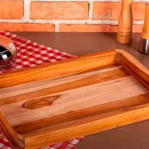 Rectangular Teak Wooden Serving Platter Board 39.5 x 26cm