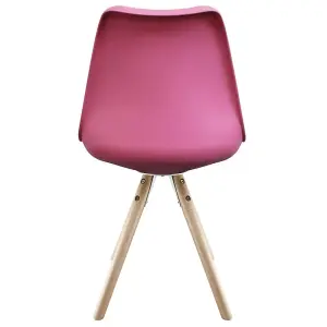 Soho Bright Pink Plastic Dining Chair with Pyramid Light Wood Legs